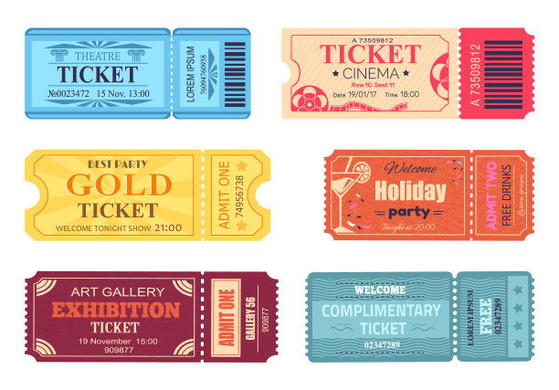 剧院电影院票最佳派对黄金欢迎套图片下载