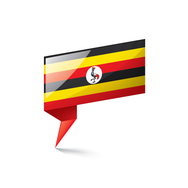 乌干达国旗，矢量插图在白色的背景图片下载