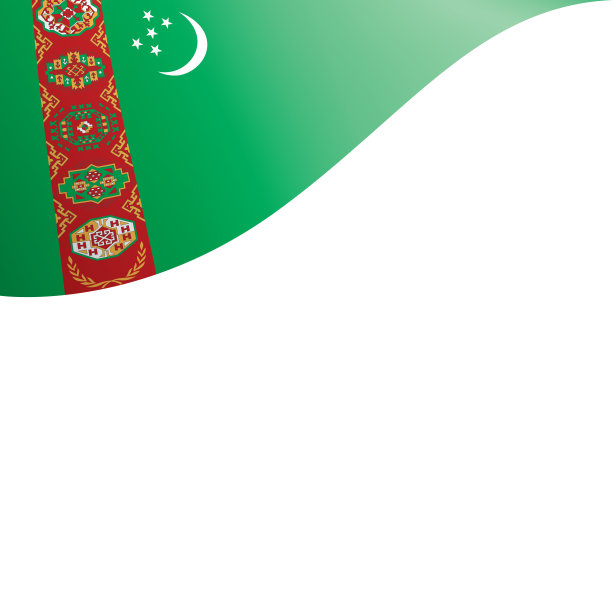 土库曼斯坦国旗，矢量插图在白色的背景图片下载