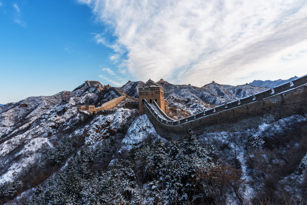 中国的长城被雪覆盖着图片下载