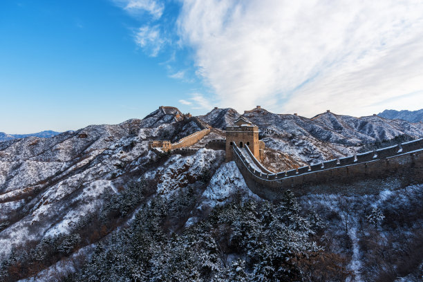 中国的长城被雪覆盖着图片下载