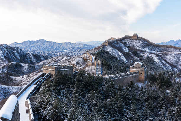 中国的长城被雪覆盖着图片下载