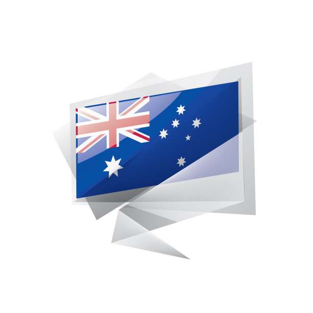 澳大利亚国旗，矢量插图上的白色背景。图片下载