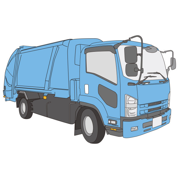 一个简单的卡通风格的垃圾车的插图图片下载
