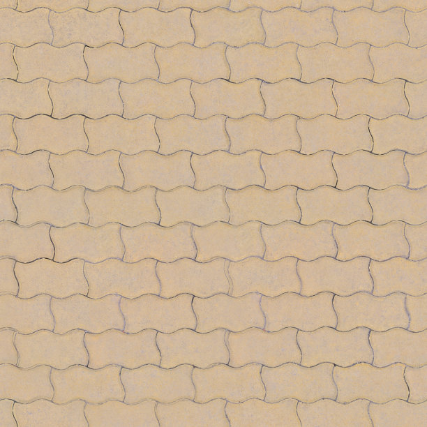 道路两旁铺着表面有纹理的咖啡色砖。纹理或背景图片下载