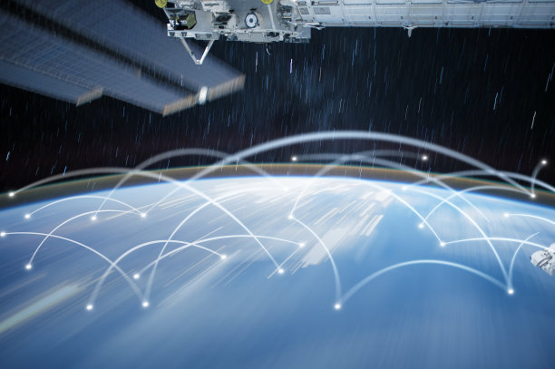 地球与卫星或空间站的无线网络连接图片下载