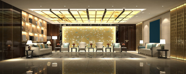 现代办公室和工作空间的3d渲染图片下载