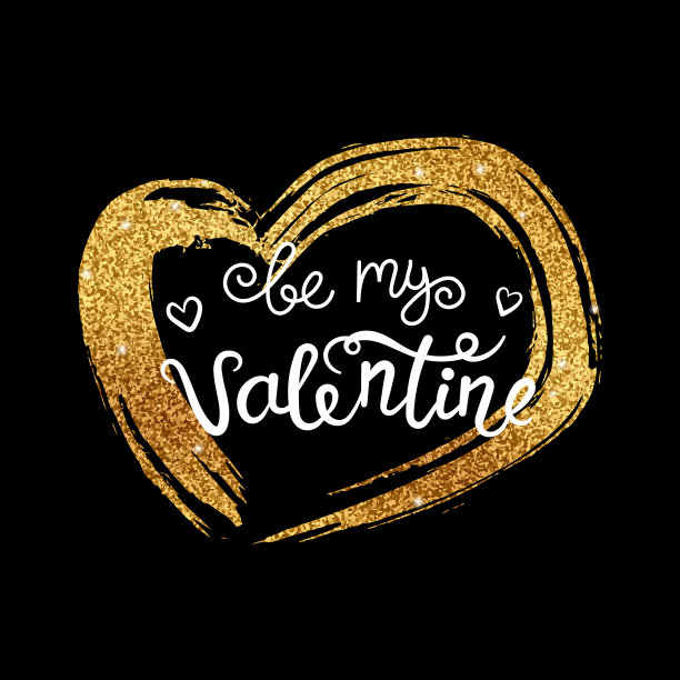 情人节卡片，金光闪闪的心图片下载