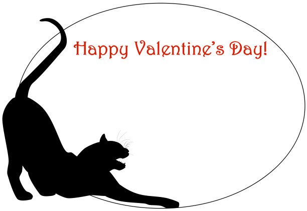 快乐的情人节节日框架黑猫剪影，向量eps 10图片下载