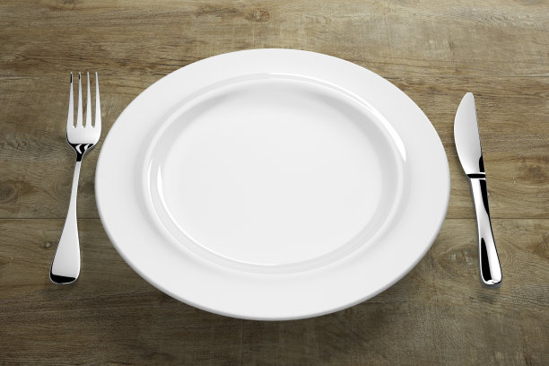 抽象白瓷餐具，银制餐具图片下载