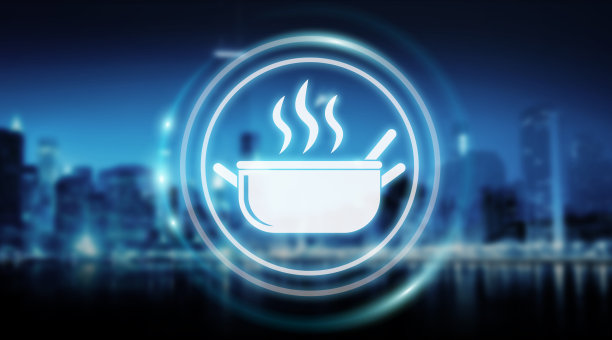 自制食品应用界面隔离上的蓝色背景3D渲染图片下载