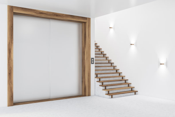 白色办公室电梯厅角图片下载