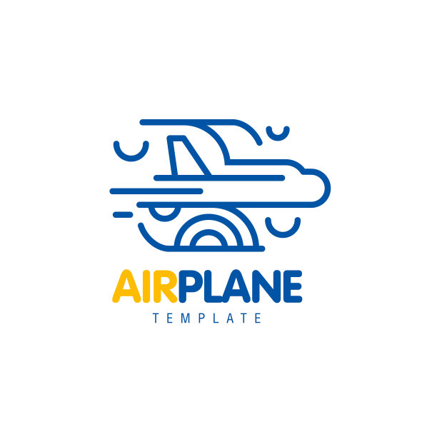 飞机蓝色飞行标志线条主题图片下载