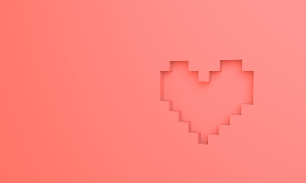 粉色3D像素心脏背景图片下载