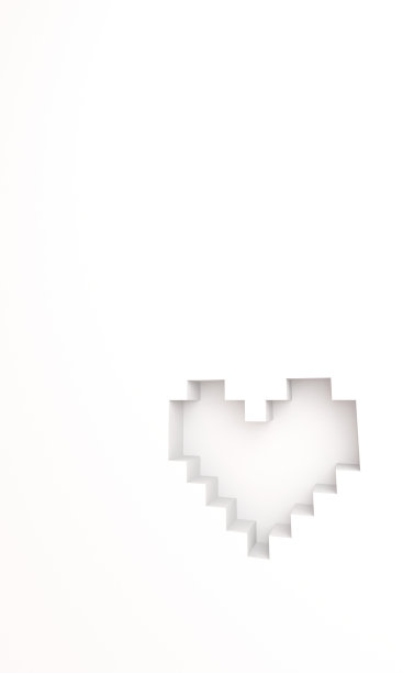 白色3D像素心脏背景图片下载