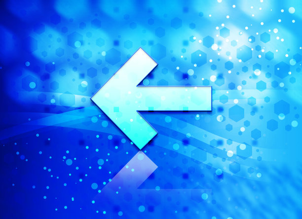 后退箭头图标抽象浅青蓝六边形图案背景图片下载