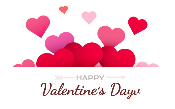 情人节背景与红心。可爱的爱横幅或贺卡。文本。情人节快乐。图片下载