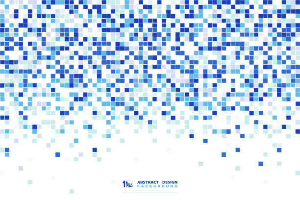 抽象的蓝色方形图案设计8位装饰为最小的技术。说明向量eps10图片下载