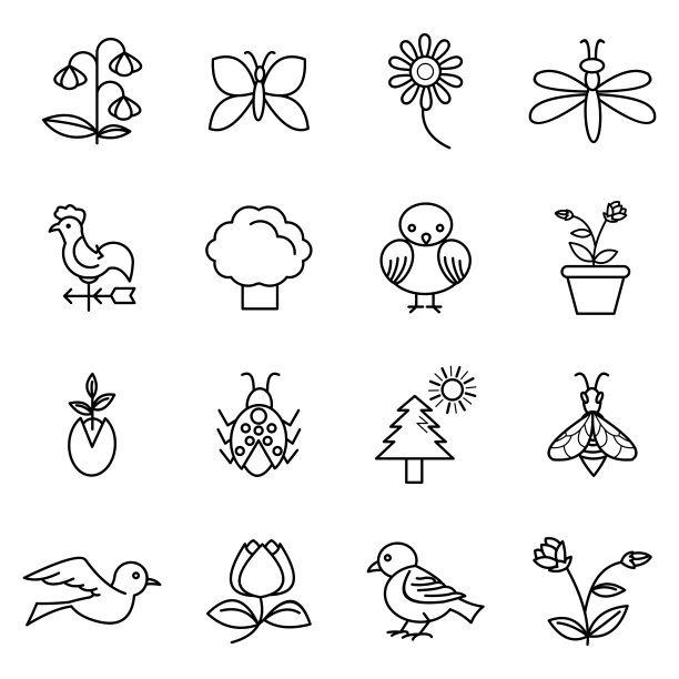 春季图标集设计，季节矢量图标图片下载