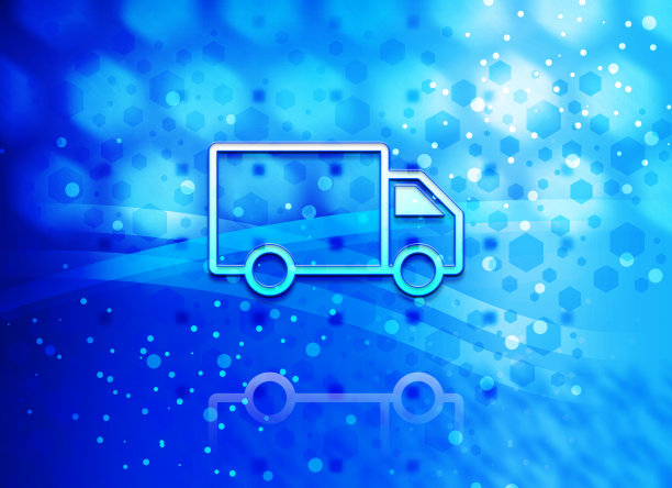 送货卡车图标抽象浅青蓝六边形图案背景图片下载