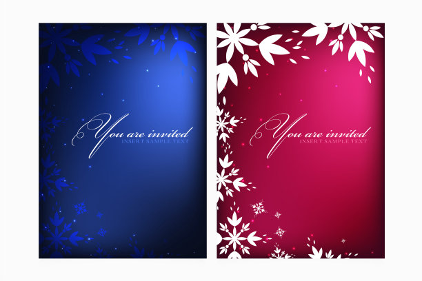 美丽的邀请卡设置与复制空间为您的文本。镂空向量心与星星。在深紫色和白色背景上设计的装饰向量。图片下载