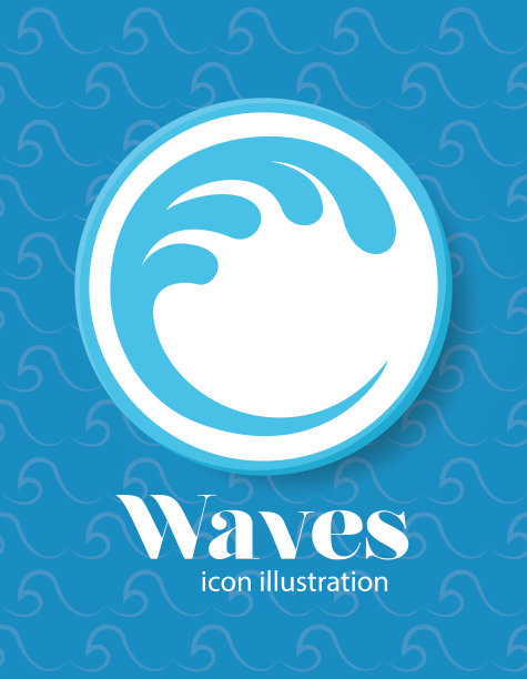 蓝色波浪图标内圆矢量设计图片下载