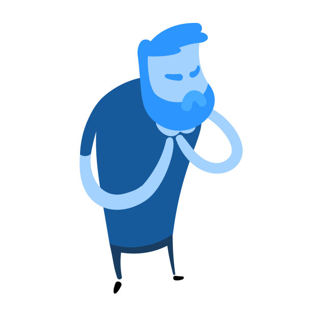 男人呼吸困难。平面设计图标。平面向量插图。孤立在白色背景上。图片下载