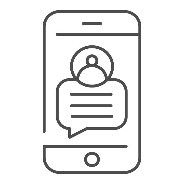 手机聊天细线图标。发送信息在智能手机矢量插图孤立在白色。解锁手机与图像和文本轮廓风格设计，设计为网页和应用程序。Eps 10。素材图片