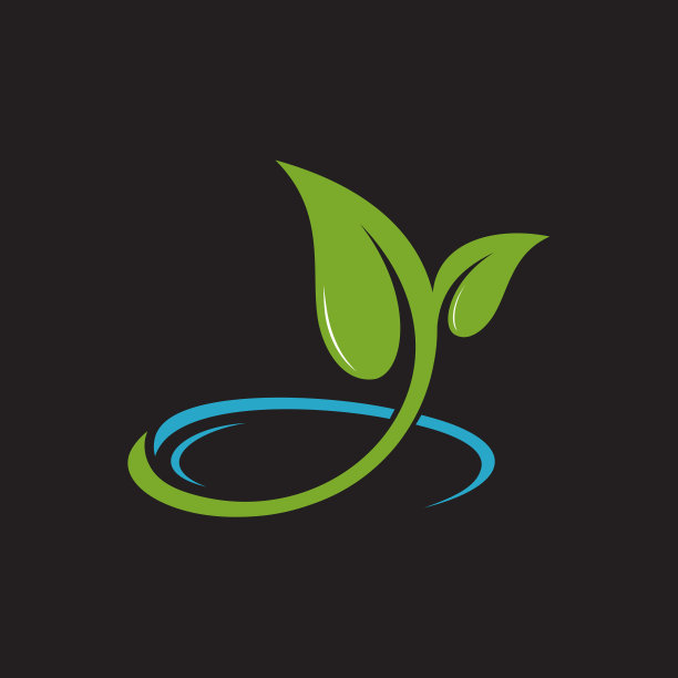 树叶和水圈彩色矢量图标插图图片下载