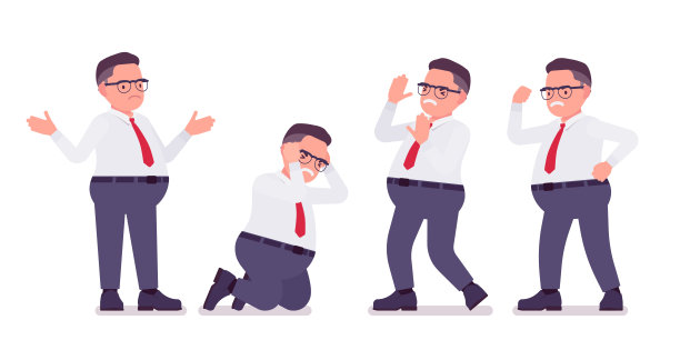 胖男职员忙着积极的情绪图片下载