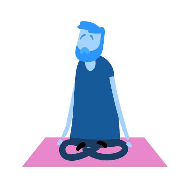 人沉思。瑜伽和放松平面设计图标。平面向量插图。孤立在白色背景上。图片下载