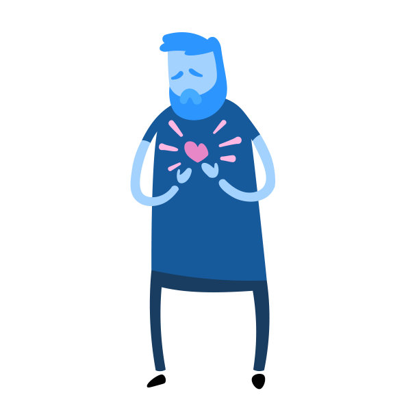 有心脏病的男人。平面设计图标。平面向量插图。孤立在白色背景上。图片下载