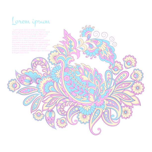 佩斯利装饰孤立矢量插图图片下载