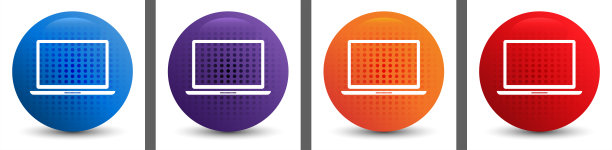 笔记本电脑图标抽象半色调圆形按钮设置图片下载