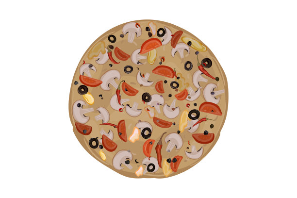 披萨和蘑菇。素材图片