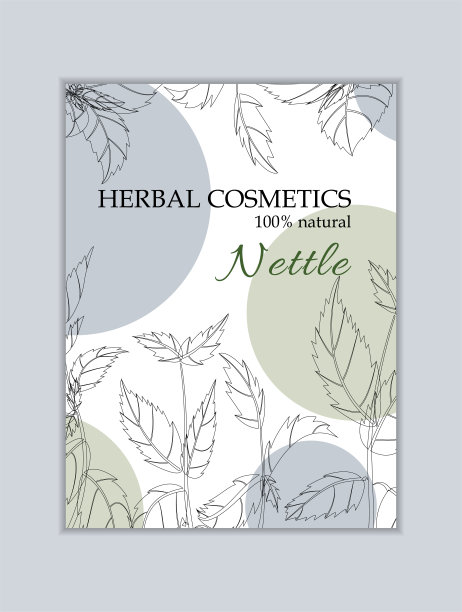 草药化妆品卡片模板。现代插图设计和网页。图片下载