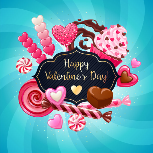 情人节糖果和五彩缤纷的糖果背景。图片下载