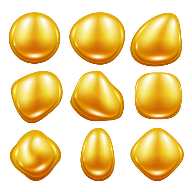 油滴设置矢量插图。黄色液体滴。图片下载