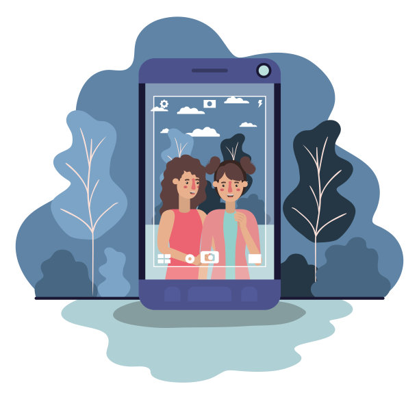 女性与数字技术矢量设计图片下载