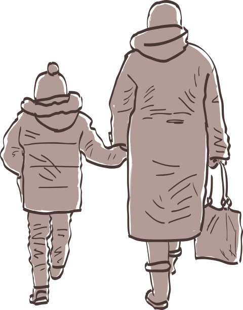 矢量图像的祖母和她的孙子去散步图片下载