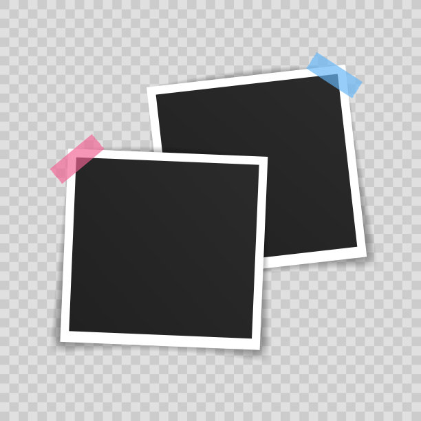 矢量相框模型设计。相框上的胶带隔离在透明背景上。矢量图图片下载