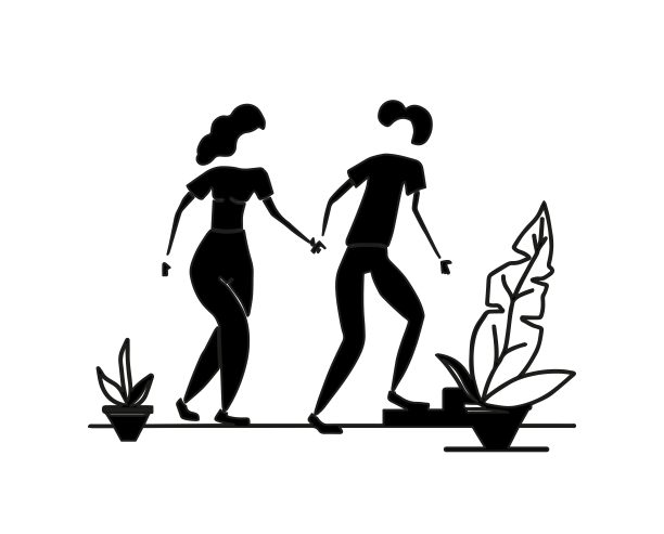 以平淡的方式与所爱的人见面。年轻夫妇讨论未来的婚礼。向量。漫画的人图片下载