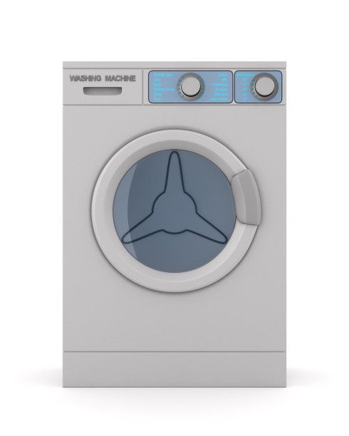 白色背景的洗衣机。孤立的3 d演示图片下载