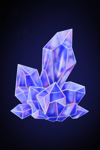 在黑色背景上发光的魔法水晶。孤立的魔法晶体特写。图片下载