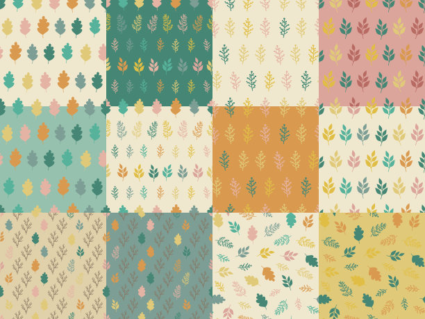 无缝模式与叶集素材图片