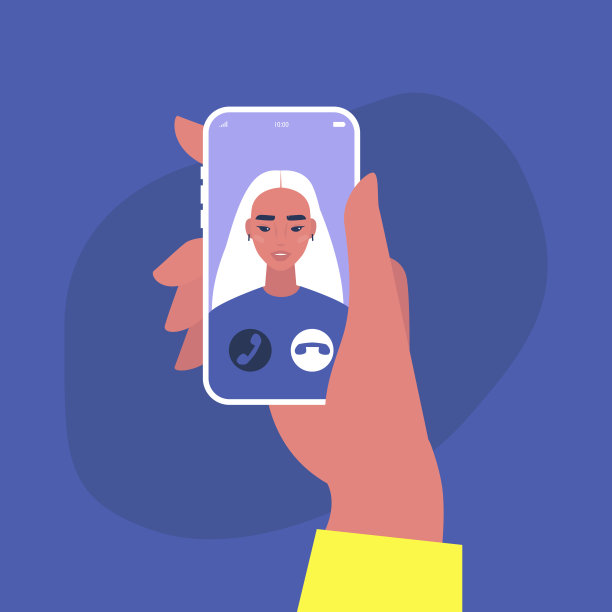 来电，手机屏幕上一个年轻的亚洲女性形象，千禧一代的生活方式图片下载