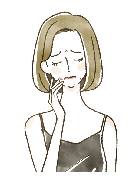 患有痤疮和皮肤粗糙的女性图片下载