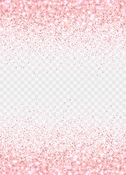 透明背景上孤立的玫瑰金闪光颗粒。闪闪发光的五彩纸屑。图片下载