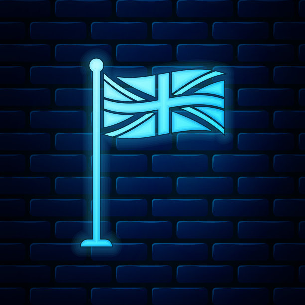 在砖墙的背景上孤立的旗杆上的英国国旗。英国国旗的迹象。英国官方国旗标志。英国的象征。矢量图图片下载