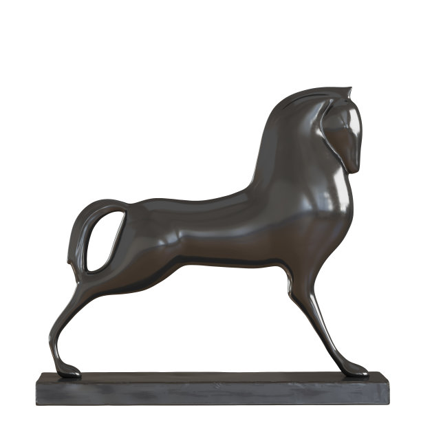 在白色背景上的一匹美丽的平民马的雕像。前面是一个视图。三维渲染图片下载